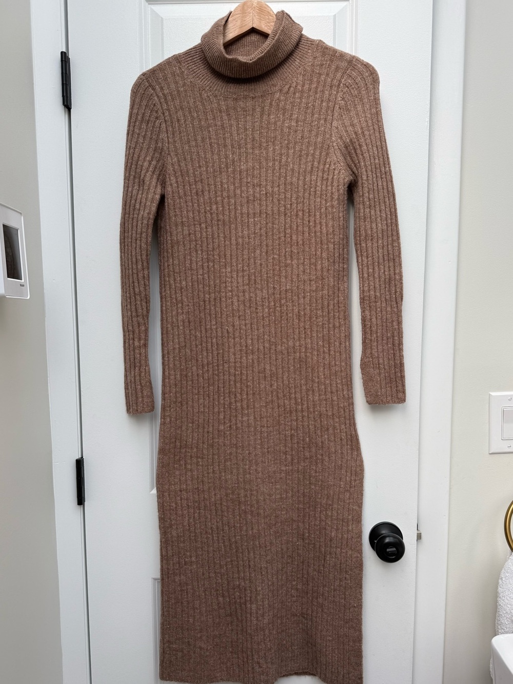 ASOS Design Tan Ribbed Turtleneck Sweater Dress Petite Size 6